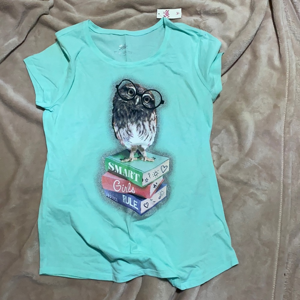 Cyan Owl print t-shirt
